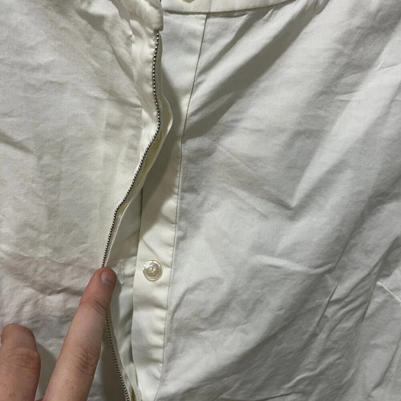 St. John Women's Ivory White Button Up Blouse Sz 10 Tie Metallic Detail Cuffs - Picture 5 of 12